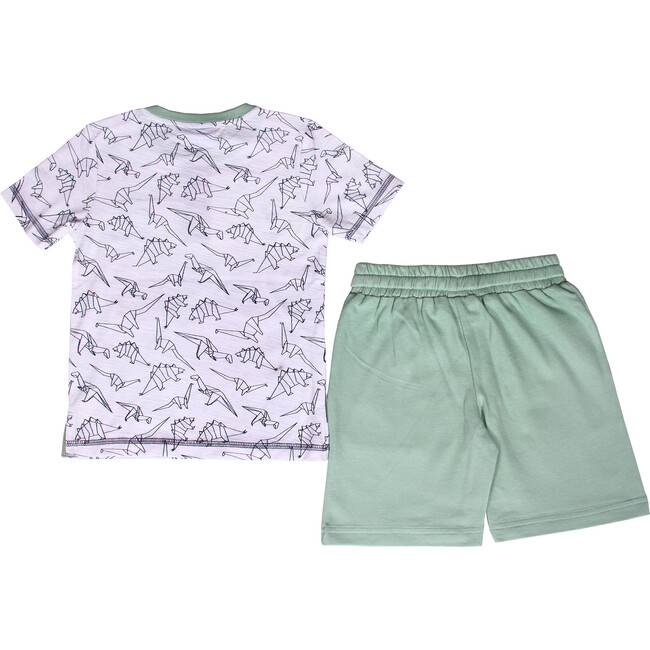 Origami Dino 2 Piece Set, White and Green