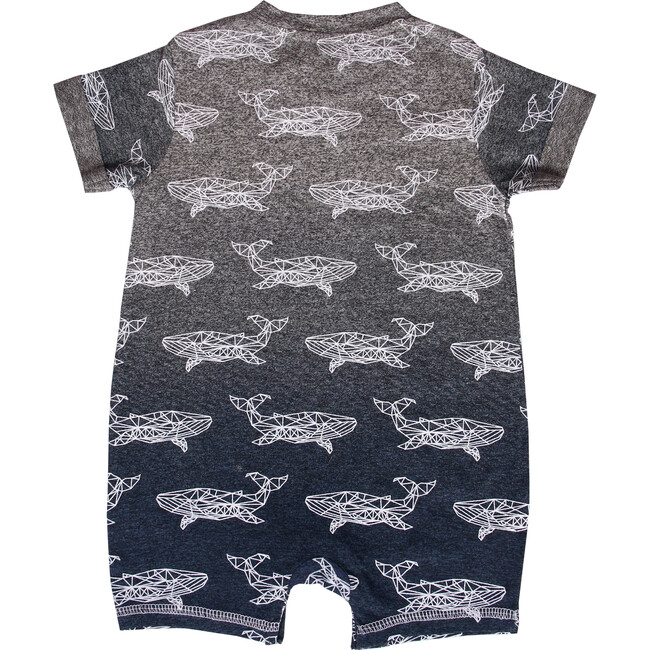 Baby Origami Ombre Whale Romper, True Navy - Rompers - 2