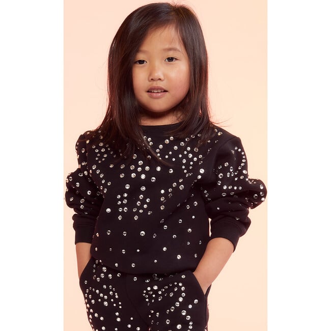 Kids Rhinestone Sweatshirt, Black - Sweatshirts - 2