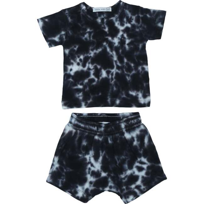 Black/White Tie Dye Shorts Set