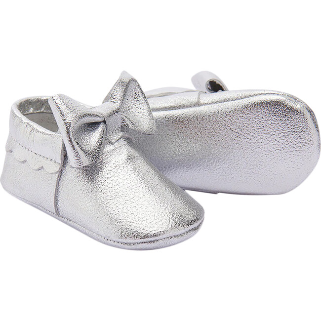 Bow Booties, Silver - Booties - 1