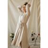 Women's Knitted Wrap Dress, Beige Melange - Dresses - 2