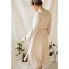 Women's Knitted Wrap Dress, Beige Melange - Dresses - 3