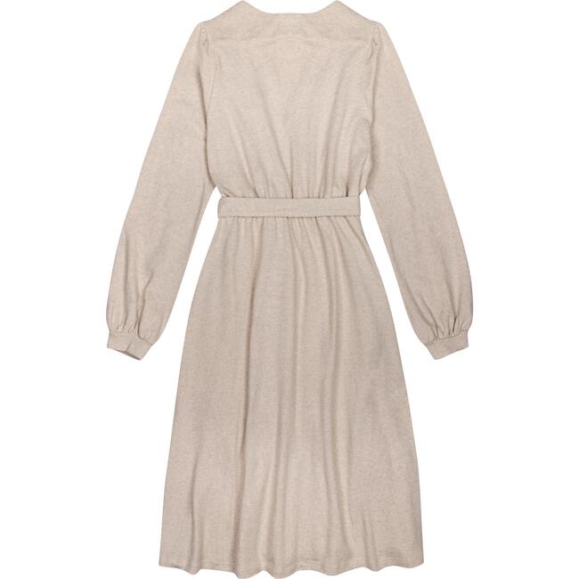 Women's Knitted Wrap Dress, Beige Melange - Dresses - 5