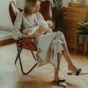 Women's Knitted Wrap Dress, Beige Melange - Dresses - 6