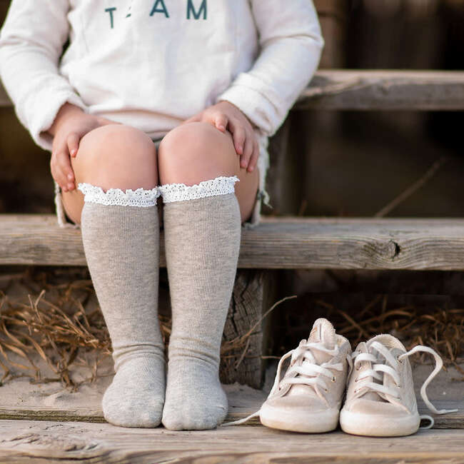 Lace Top Knee High Bundle, Neutrals - Socks - 6