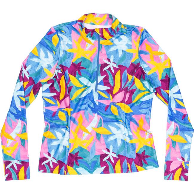 Womens Cicely Quarter Zip Mock Neck Rash Guard, Golden Hour Mott50