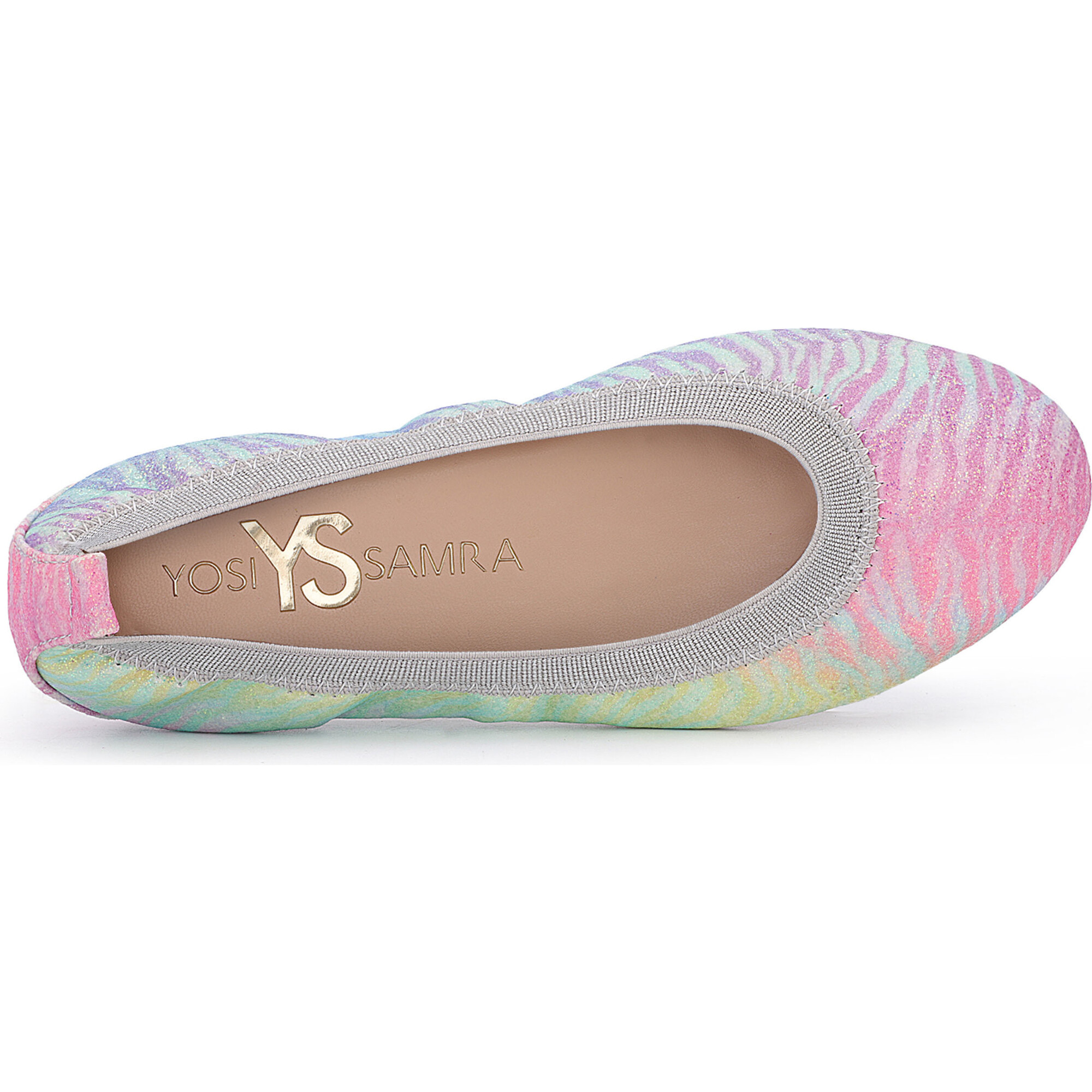 Miss Samara Ballet Flat Zebra Rainbow Glitter Yosi Samra Shoes