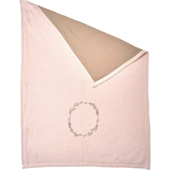 Wreath Double Sided Blanket, Pink and Tan - Blankets - 1 - zoom