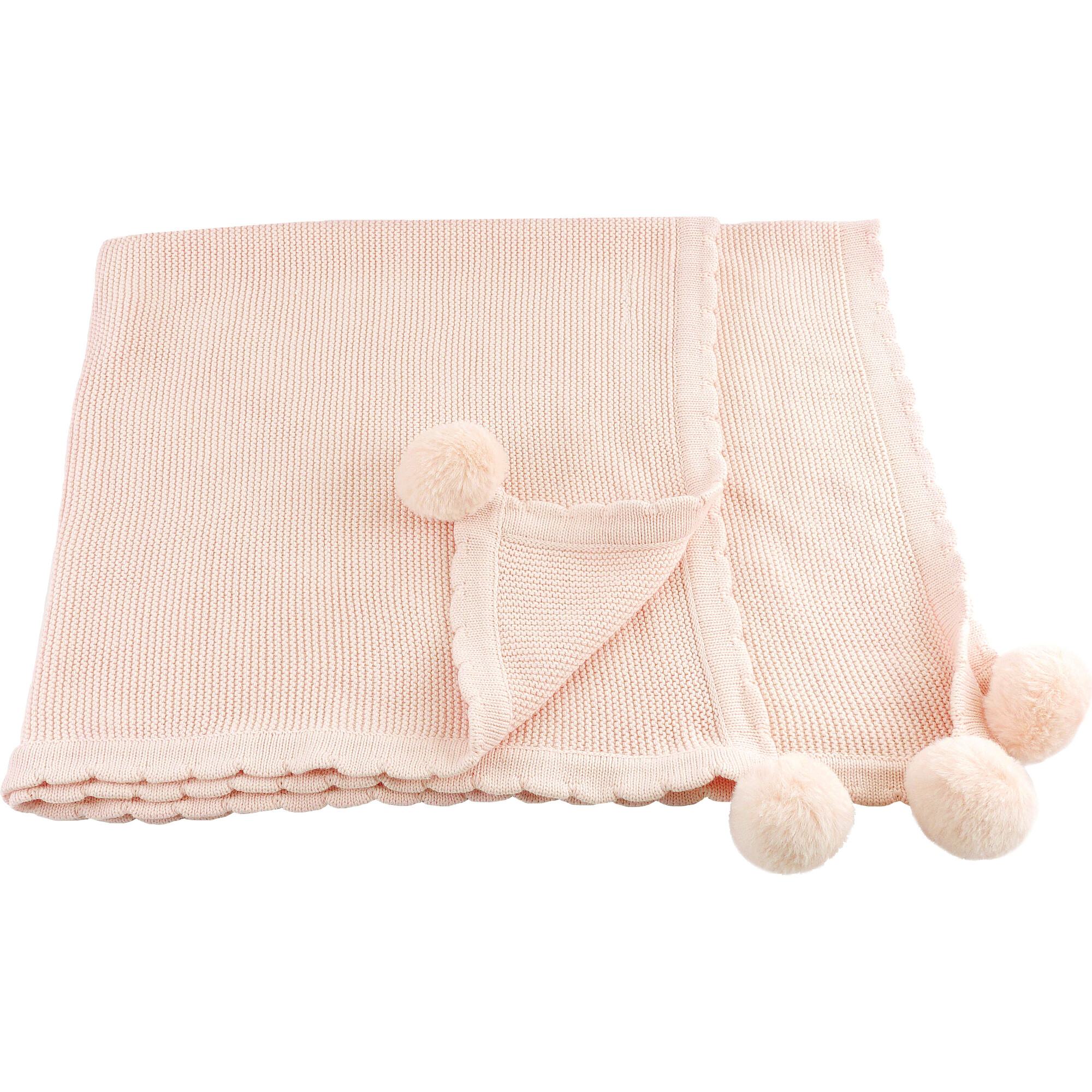 Pom Pom Blanket, Pink - Blankets - 1