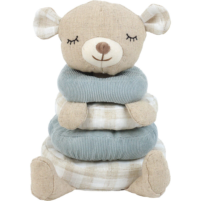 Petit Bear Ring Stacker Toy, Blue and Tan - Stackers - 1