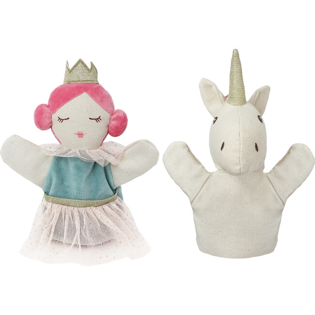 Princess & Unicorn Puppet Set, Cream - Plush - 1