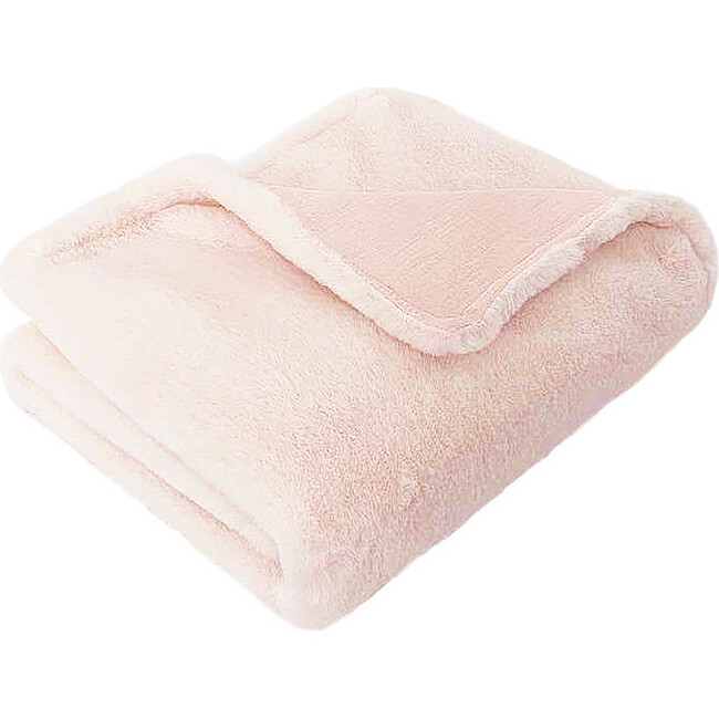 Charmante Faux Fur Blanket, Blush - Blankets - 2