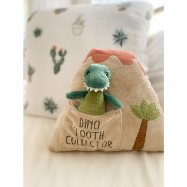 Dino Island Tooth Pillow, Tan and Green