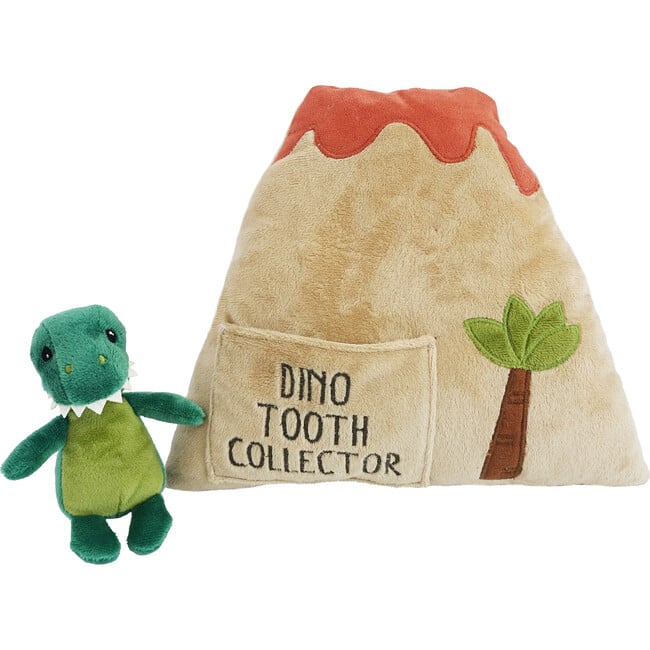 Dino Island Tooth Pillow, Tan and Green - Plush - 4