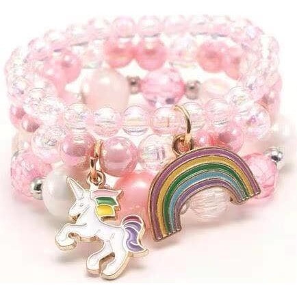 Rainbow Unicorn Bracelet Stack, Pink