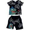 Pop Dino Set, Black - Mixed Apparel Set - 1 - thumbnail