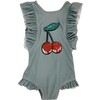 Cherry Sequin Swim Suit, Blue - Swim Trunks - 1 - thumbnail