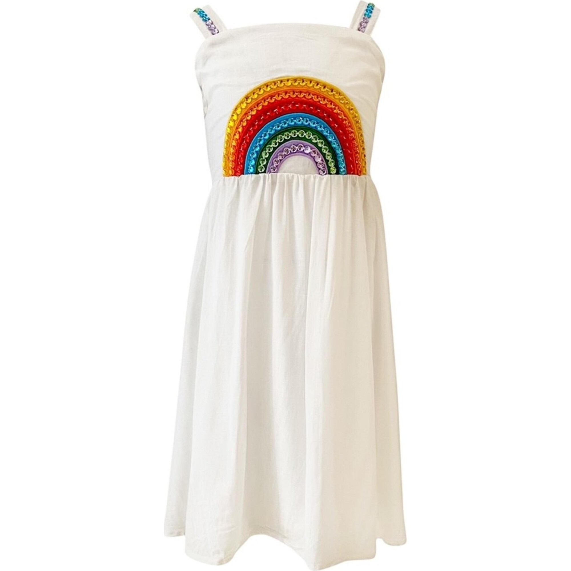 Crystal Rainbow Sun Dress, White - Lola + The Boys Dresses