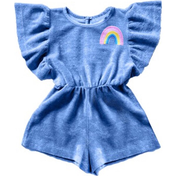 Terry Rainbow Romper, Blue - Lola + The Boys Rompers | Maisonette