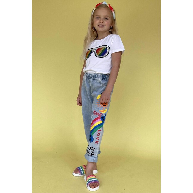 Scribble Rainbow Jeans, Blue - Jeans - 5
