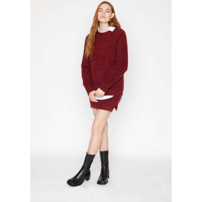 Dee Crewneck Sweater, Burgundy - Sweaters - 3