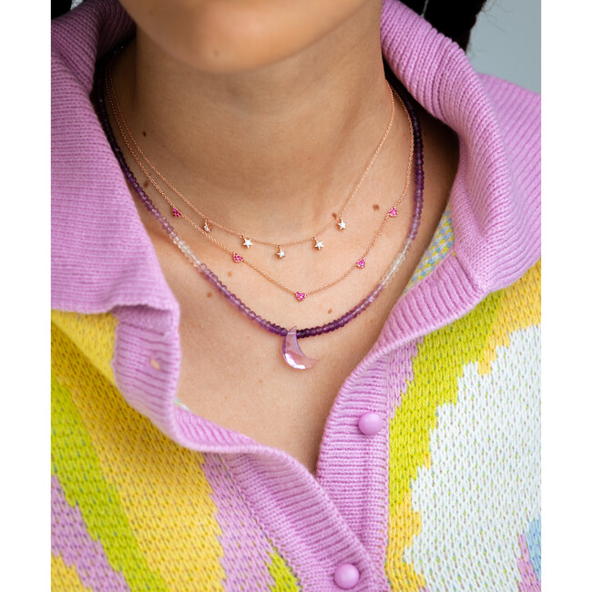 Women's Diddy Pink Sapphire Heart Necklace