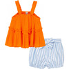 Babydoll Tank & Short Set, Orange - Blouses - 1 - thumbnail