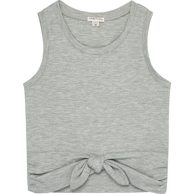Tie Front Top, Heather Grey