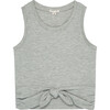 Tie Front Top, Heather Grey - Blouses - 1 - thumbnail