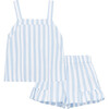 Back Bow Tank & Short Set, Blue - Mixed Apparel Set - 1 - thumbnail