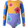 Girls Half Sun Longsleeve Swimsuit, Spray Flowers - One Pieces - 1 - thumbnail