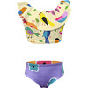 Girls Ilana Bikini, Birds Collage Yellow - Two Pieces - 1 - thumbnail