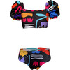 Girls Bubble Bikini, Paper Cuts Black - Two Pieces - 1 - thumbnail