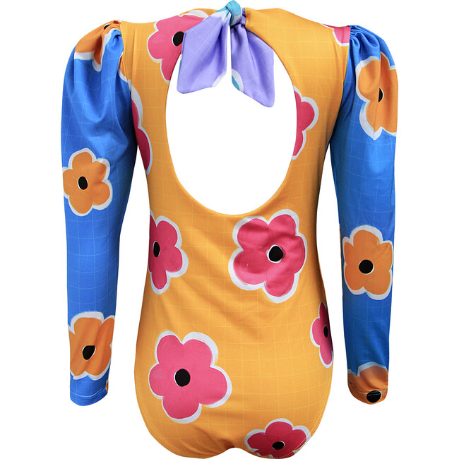 Girls Cloud Longsleeve Swimsuit, Spray Flowers - One Pieces - 3