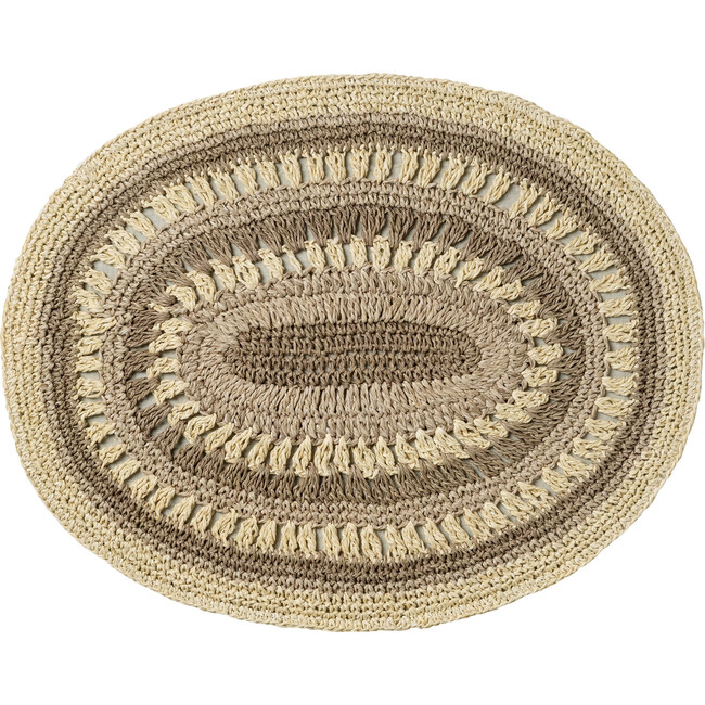 Set of 4 Crochet Placemats, Taupe
