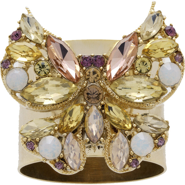 Set of 2 Jeweled Butterfly Napkin Rings, Yellow - Tableware - 1