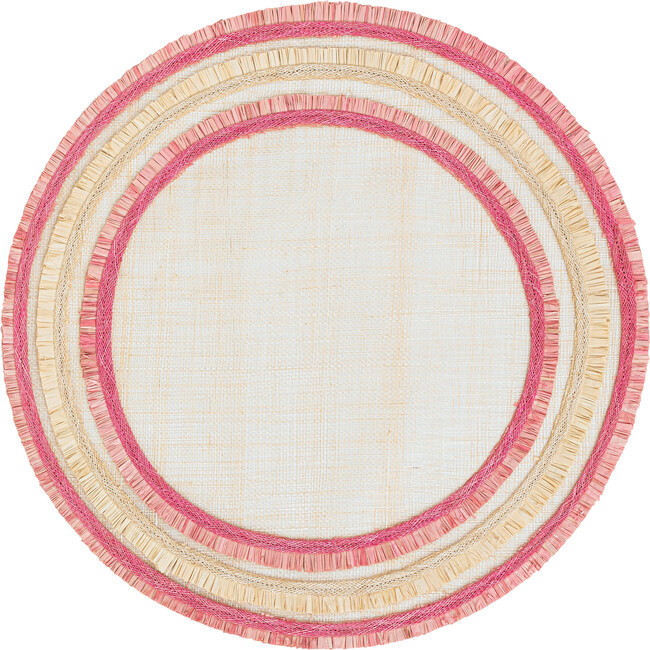 Straw Ruffle Edge Placemat, Pink
