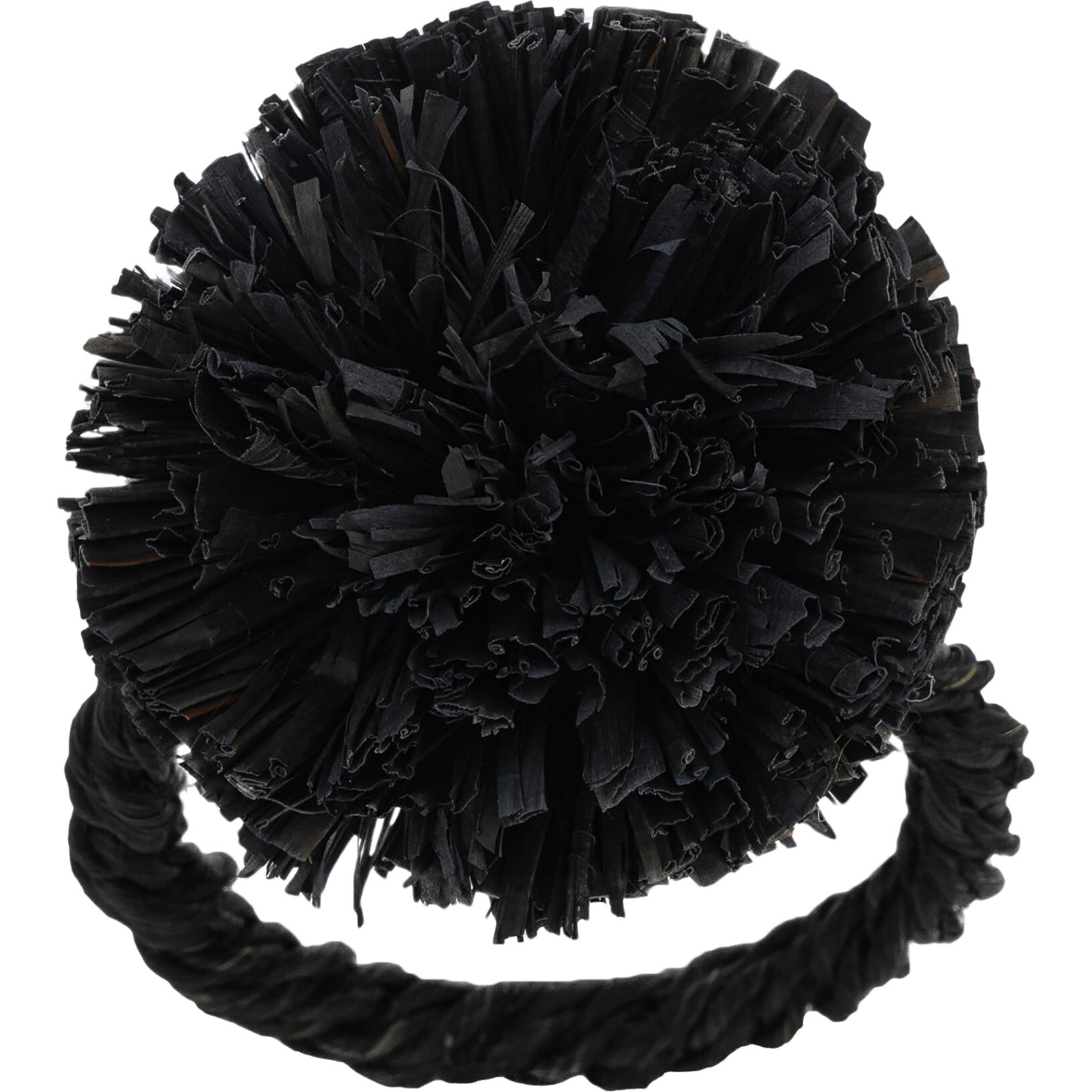 Joanna Buchanan - Straw Pompom Napkin Rings - Set of 4 Black