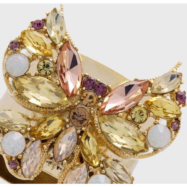 Set of 2 Jeweled Butterfly Napkin Rings, Yellow - Tableware - 3