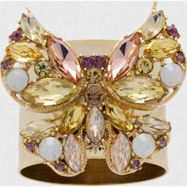 Set of 2 Jeweled Butterfly Napkin Rings, Yellow - Tableware - 5