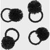 Set of 4 Straw Pompom Napkin Rings, Black - Tabletop - 3