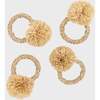 Set of 4 Straw Pompom Napkin Rings, Natural - Tableware - 3