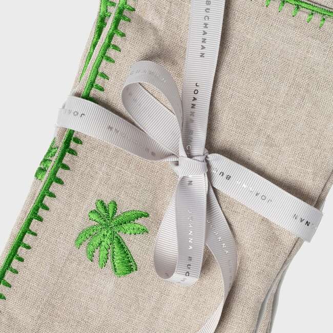 Palm Tree Embroidered Dinner Napkins, Flax - Tableware - 3