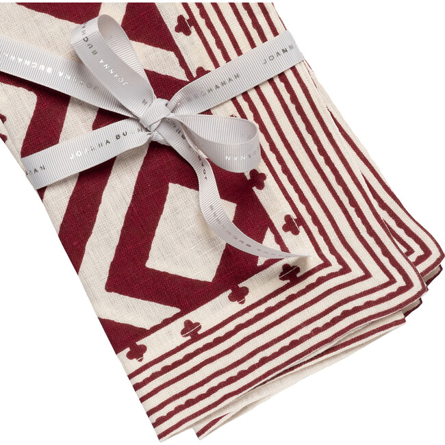 Set of 2 Geo Print Napkins, Wine - Tabletop - 3