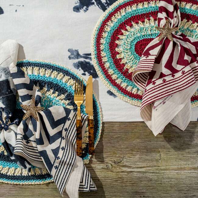 Set of 2 Geo Print Napkins, Wine - Tabletop - 4