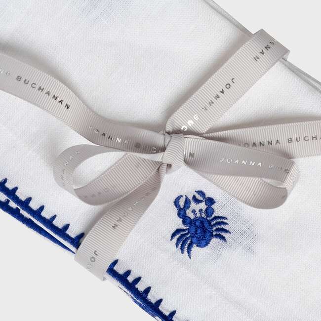 Crab Embroidered Dinner Napkins, White - Tabletop - 3