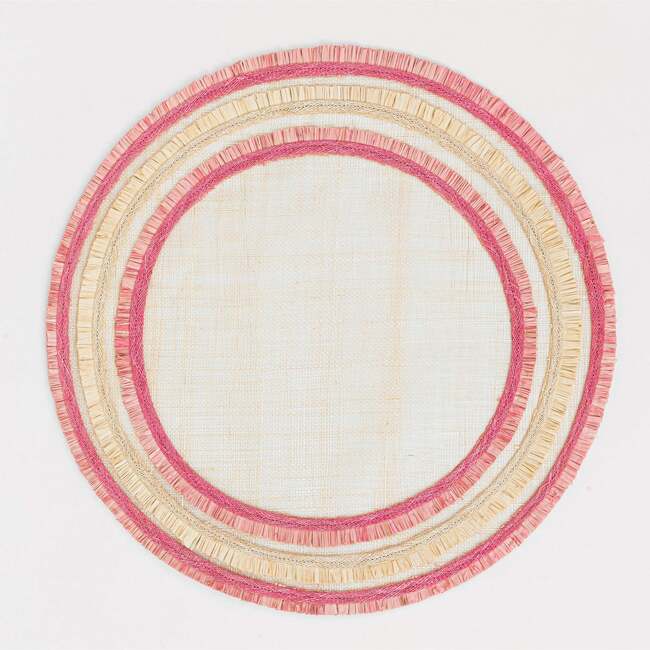 Straw Ruffle Edge Placemat, Pink - Tableware - 5