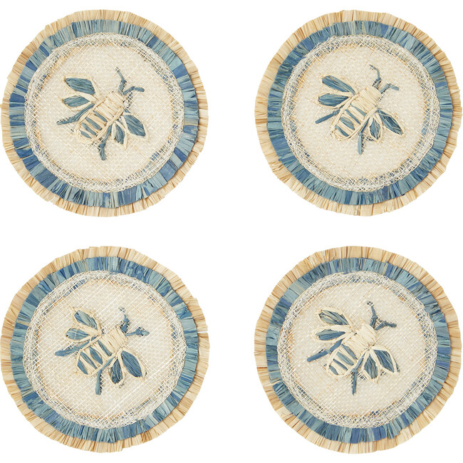Bee Straw Coasters, Blue - Tabletop - 1