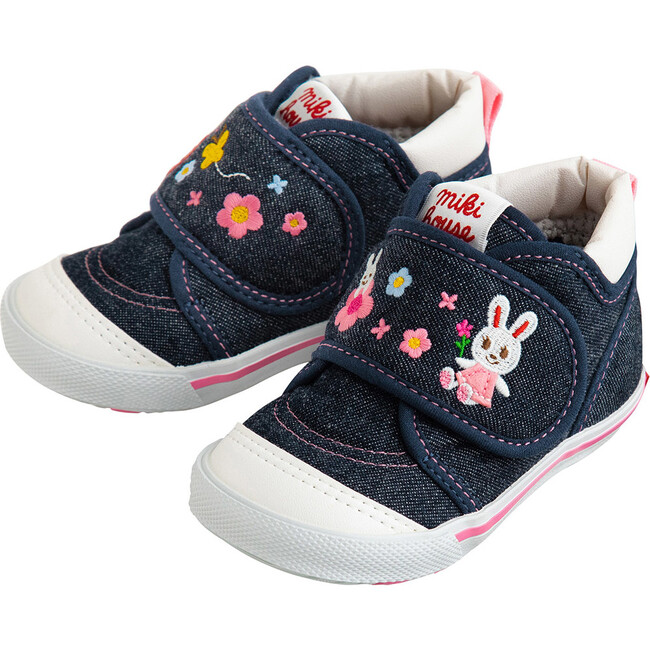Bunny & Flower Second Shoes, Indigo